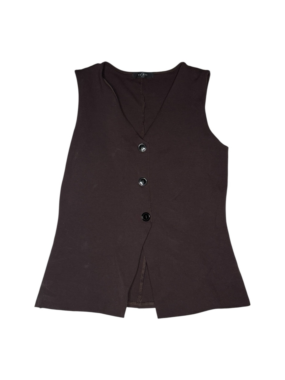 Sleeveless Button Front Brown Vest Size Large